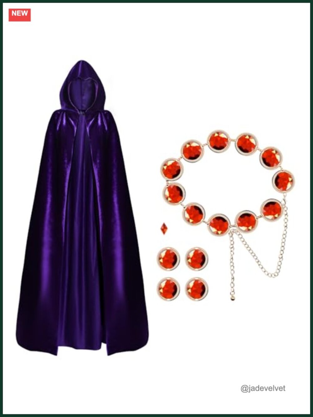 Women's Halloween Cosplay Cape Set Purple Velvet with Waist Belt